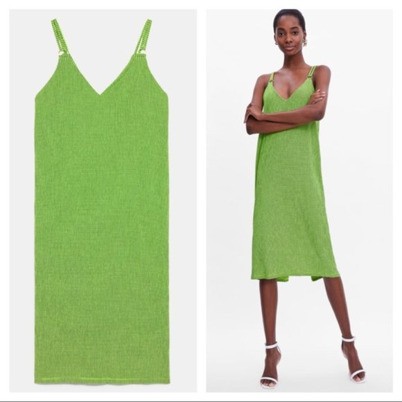 zara neon green dress